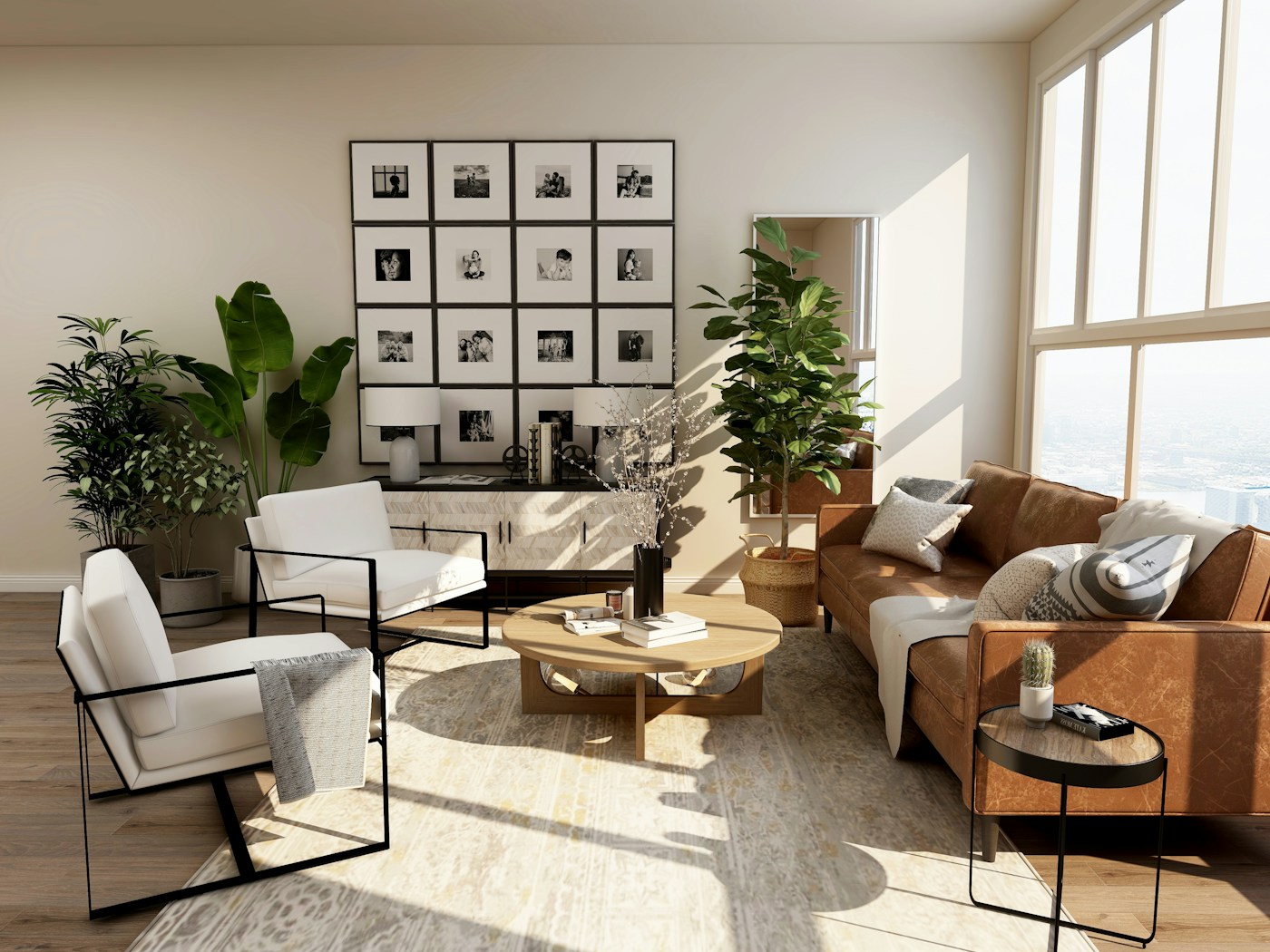 Intérieur chaleureux mêlant meubles et objets de seconde main